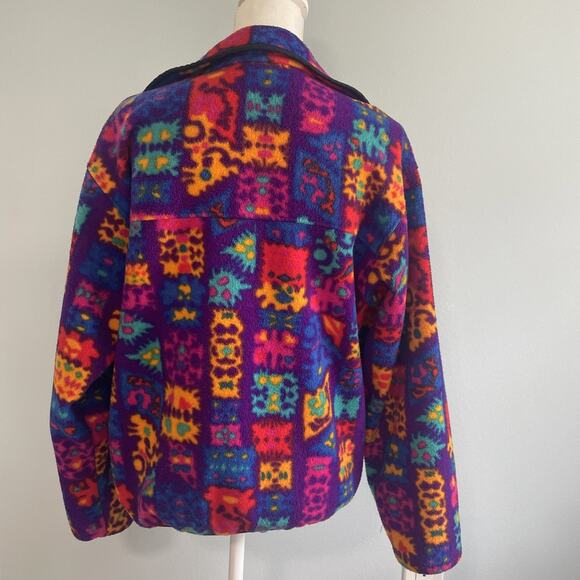 Vtg Obermeyer Women’s Full Zip Colorful Graphic Pullover Fleece Jacket No Size L - Picture 13 of 16